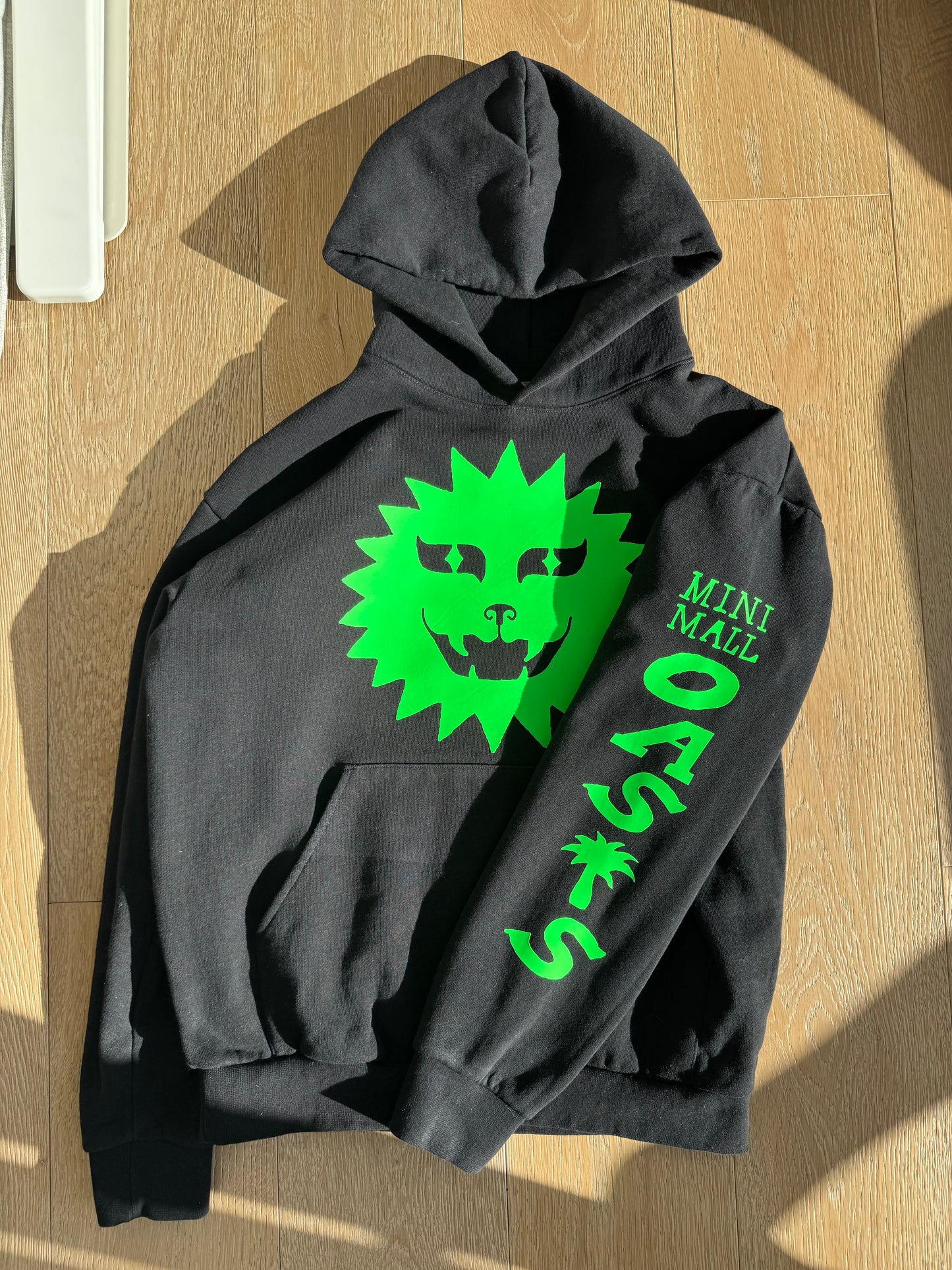 Green Sun Lion on Black Heavyweight Hoodie