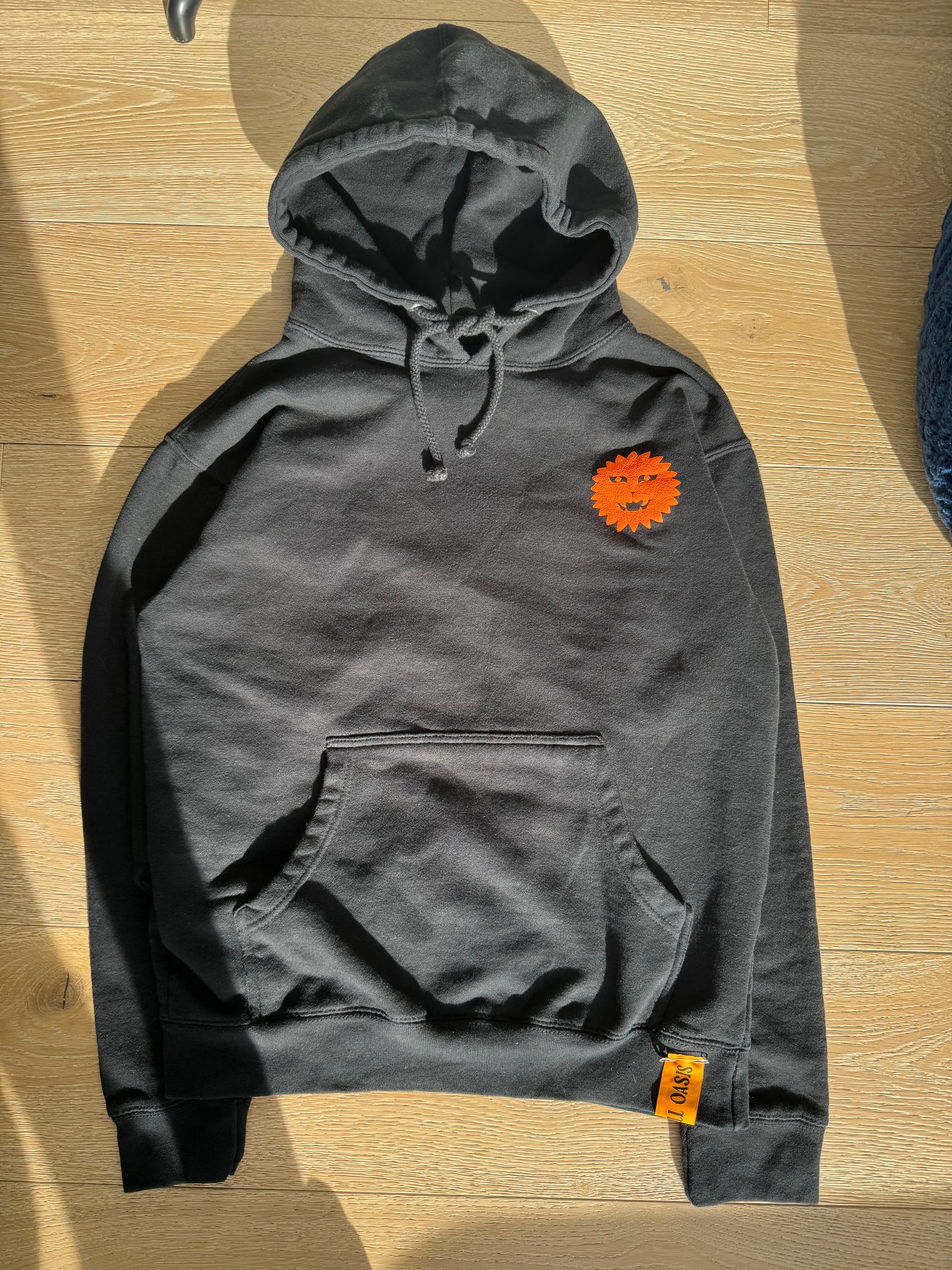 Orange Puff Sun Lion on Black Hoodie (Sample)